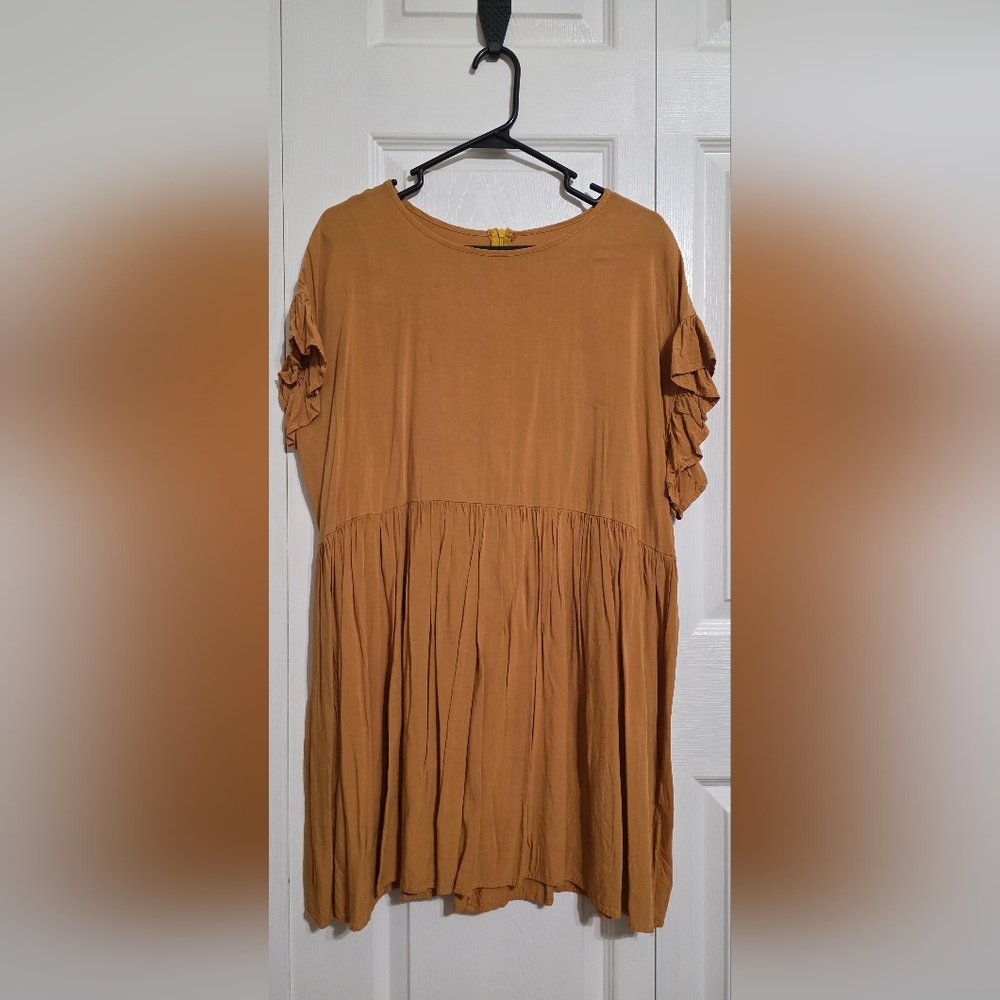 Mustard Ruffle Sleeve Dress